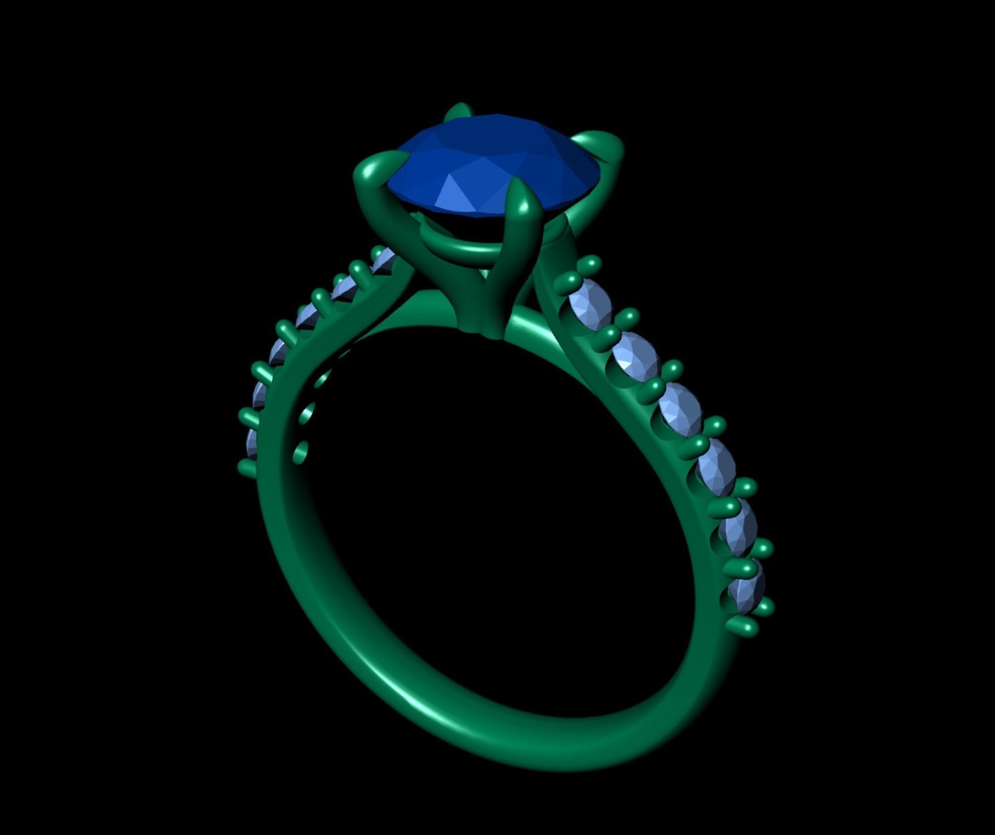 Simple Diamond  Ring  02 3D print model_9