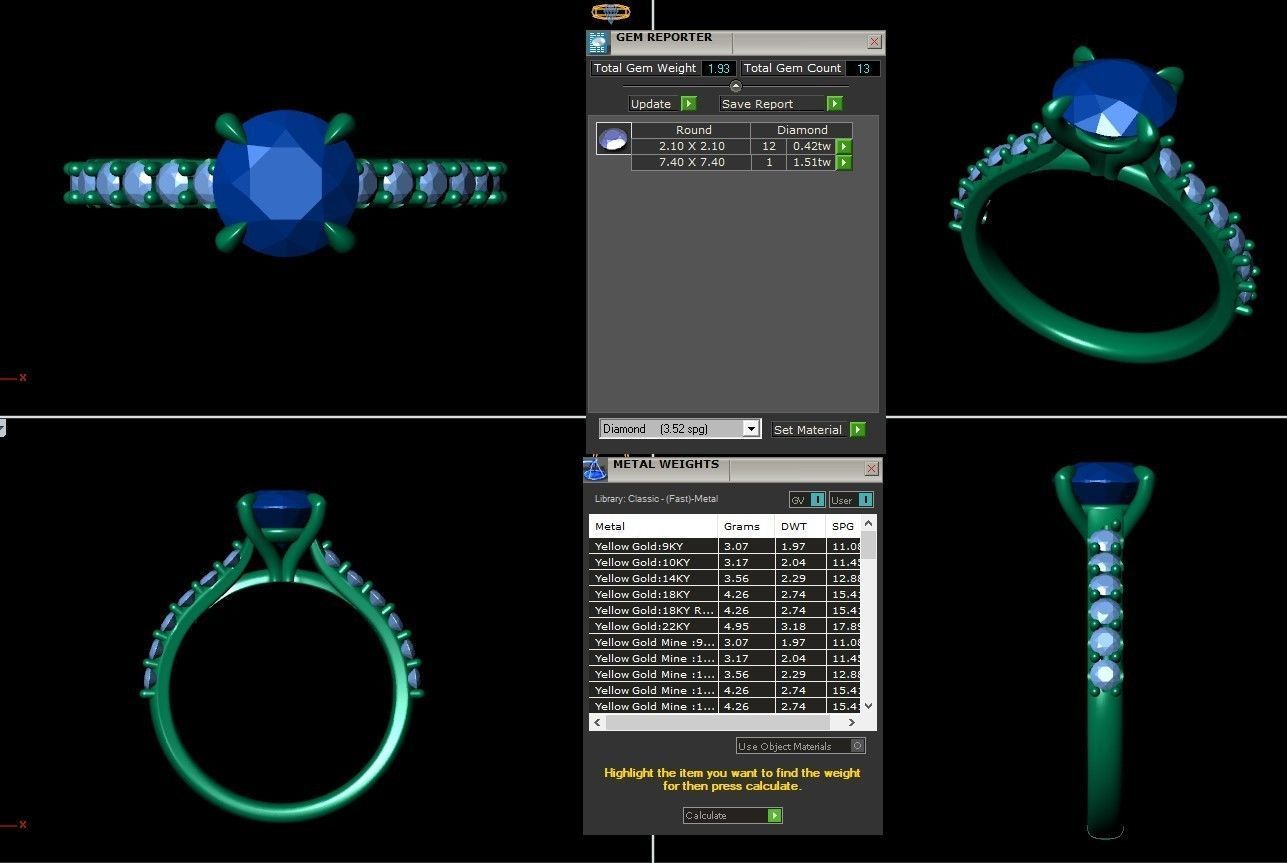 Simple Diamond  Ring  02 3D print model_1
