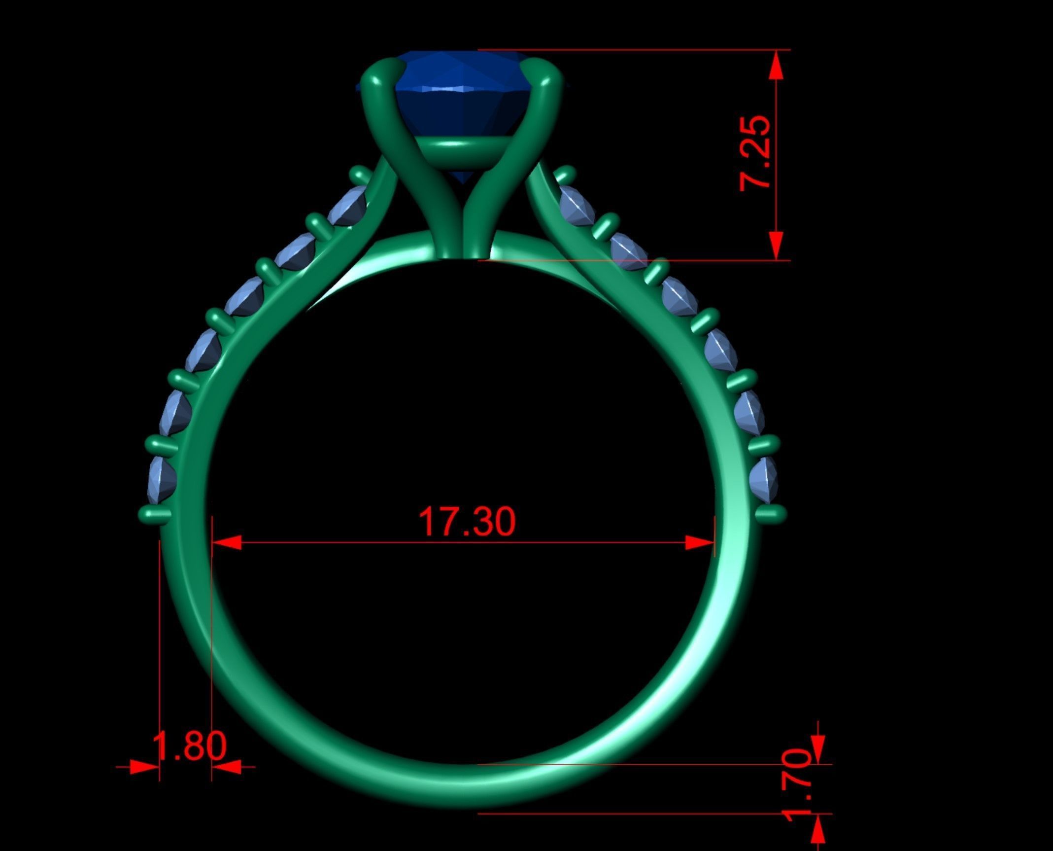 Simple Diamond  Ring  02 3D print model_11