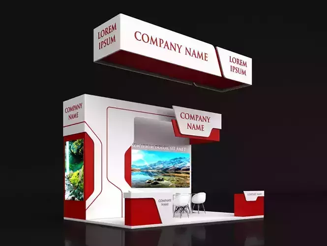 Booth Exhibition Stand Stall 6X4m Height 400 cm 3 Side Open 3D model