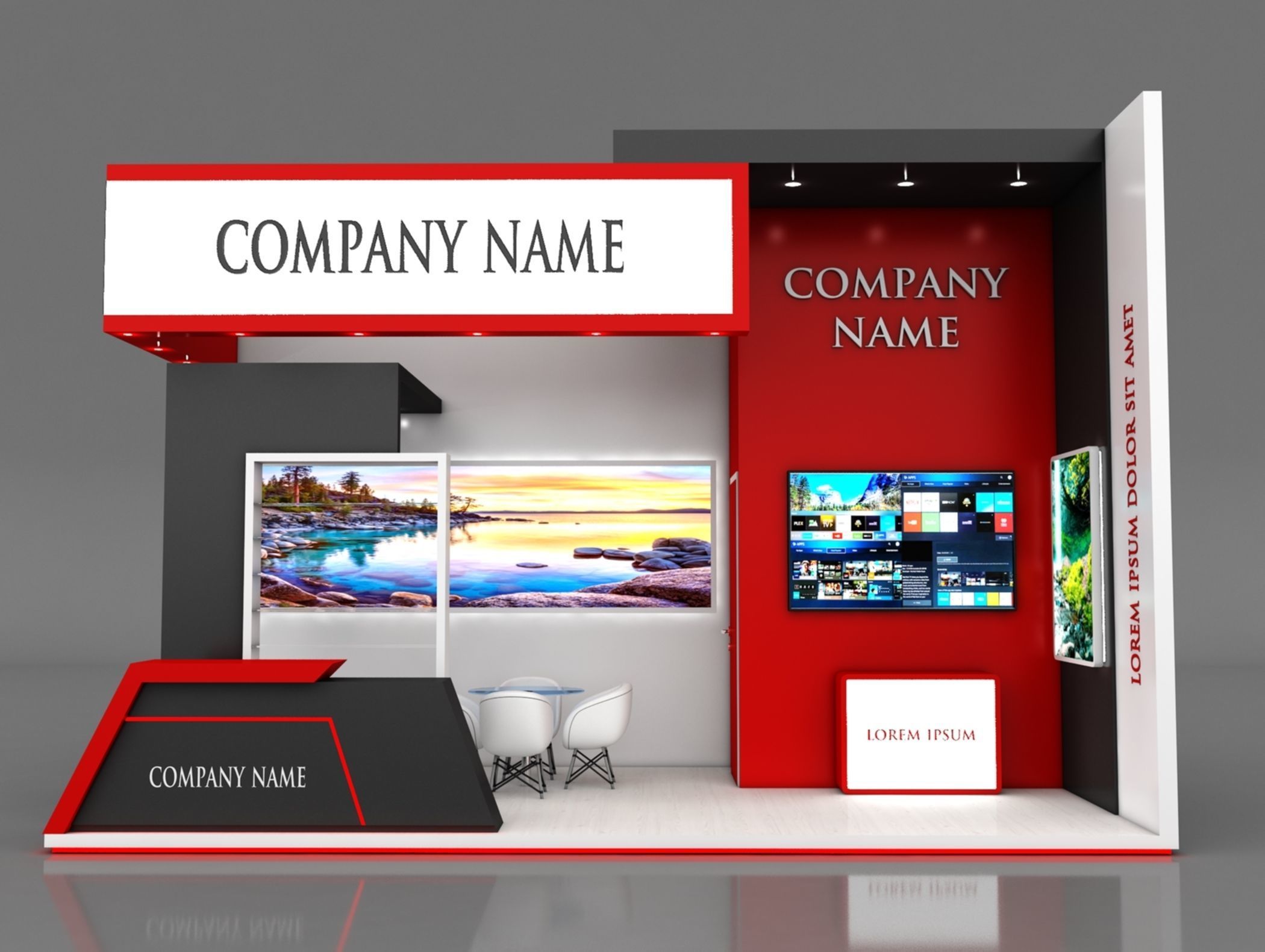 Booth Exhibition Stand Stall 6X3m Height 400 cm 2 Side Open 3D model_2