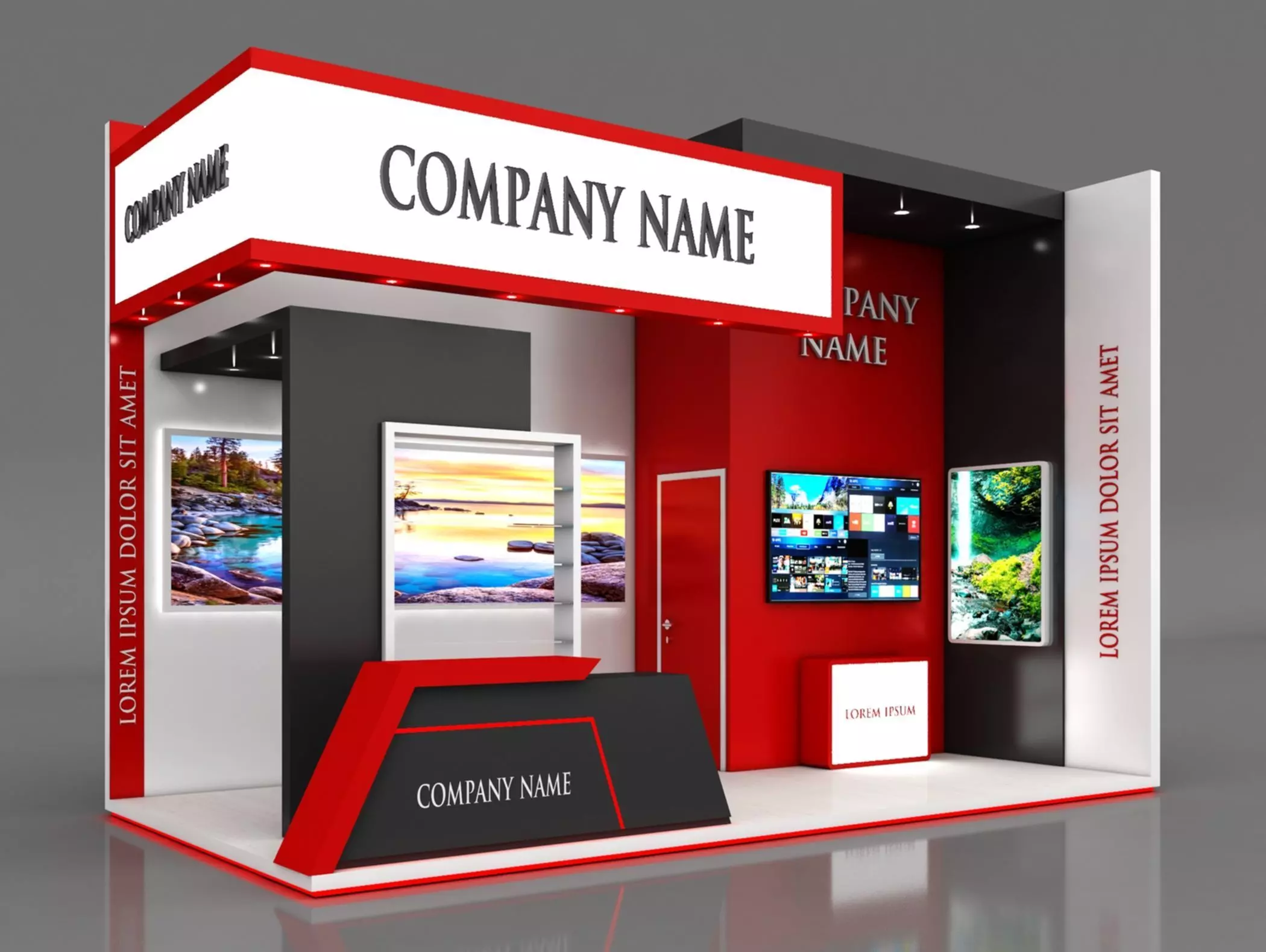 Booth Exhibition Stand Stall 6X3m Height 400 cm 2 Side Open 3D model_0