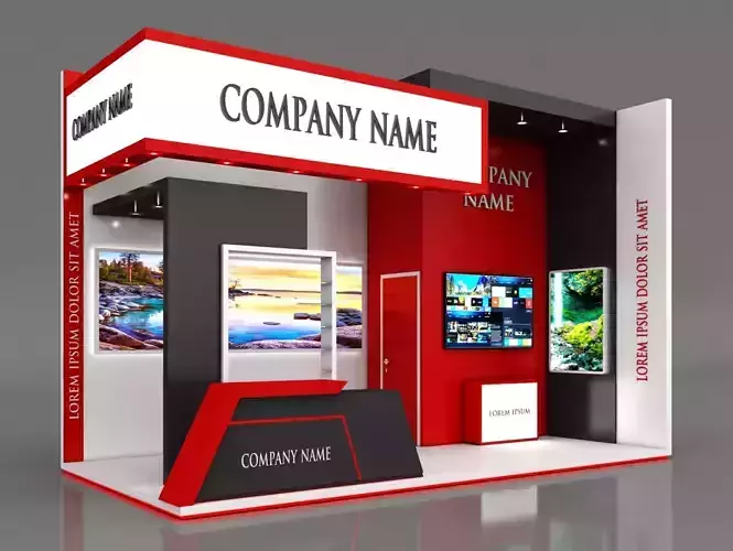 Booth Exhibition Stand Stall 6X3m Height 400 cm 2 Side Open 3D model