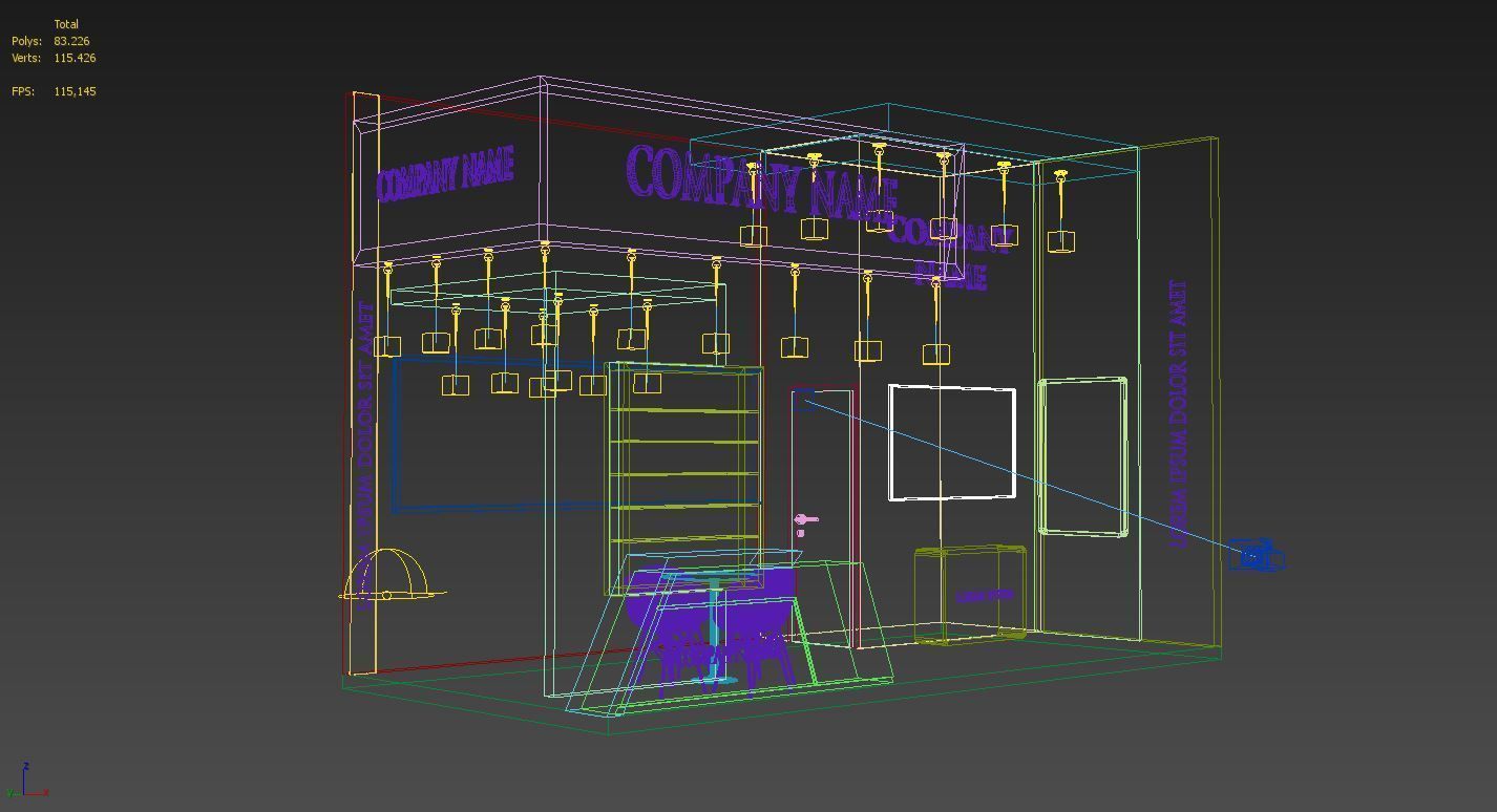 Booth Exhibition Stand Stall 6X3m Height 400 cm 2 Side Open 3D model_4