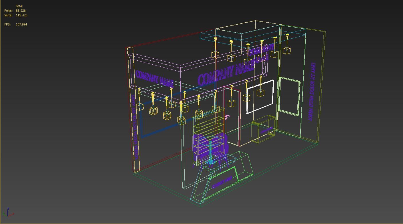 Booth Exhibition Stand Stall 6X3m Height 400 cm 2 Side Open 3D model_5
