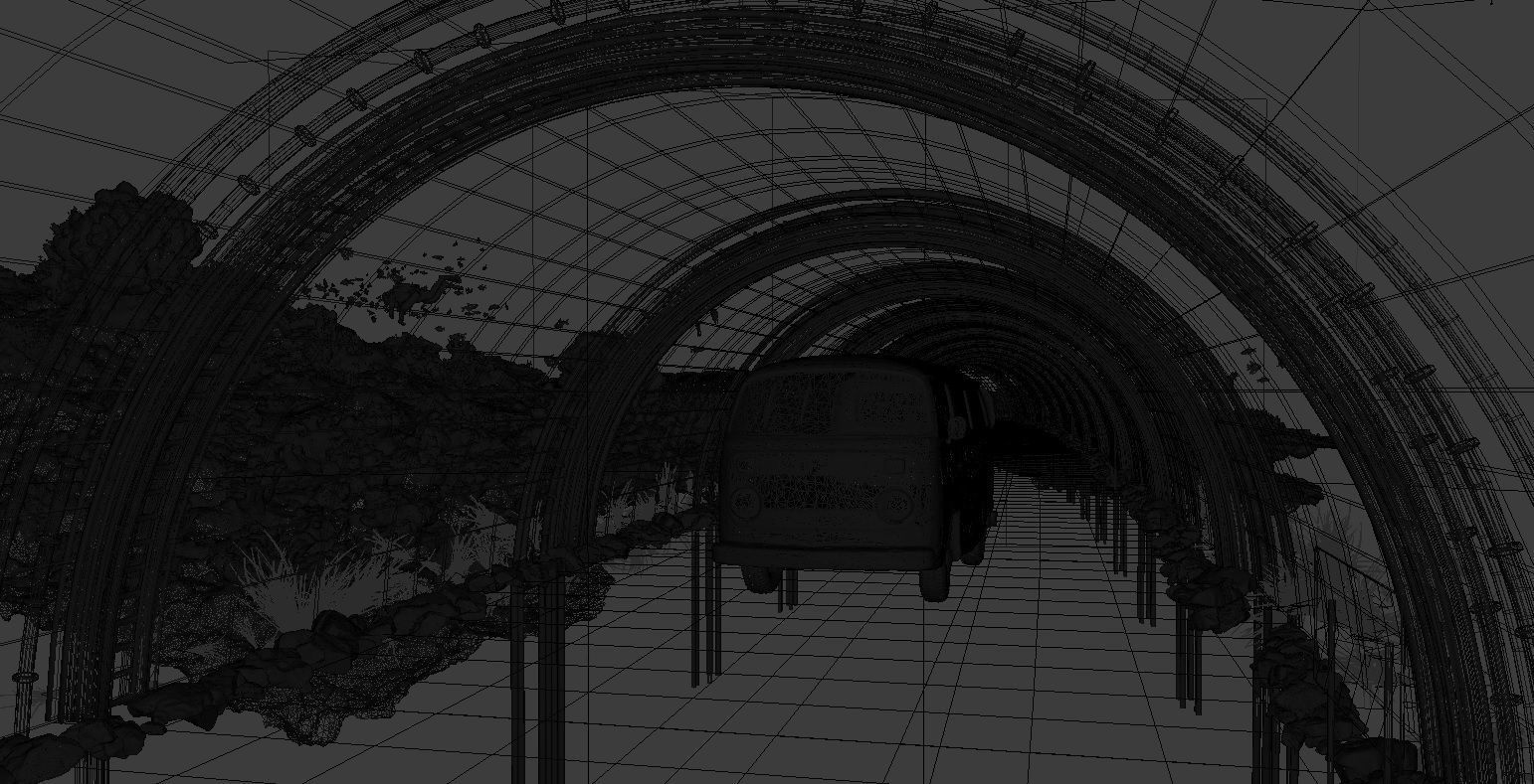 Underwater Tunnel Road with Views Low-poly 3D model_2