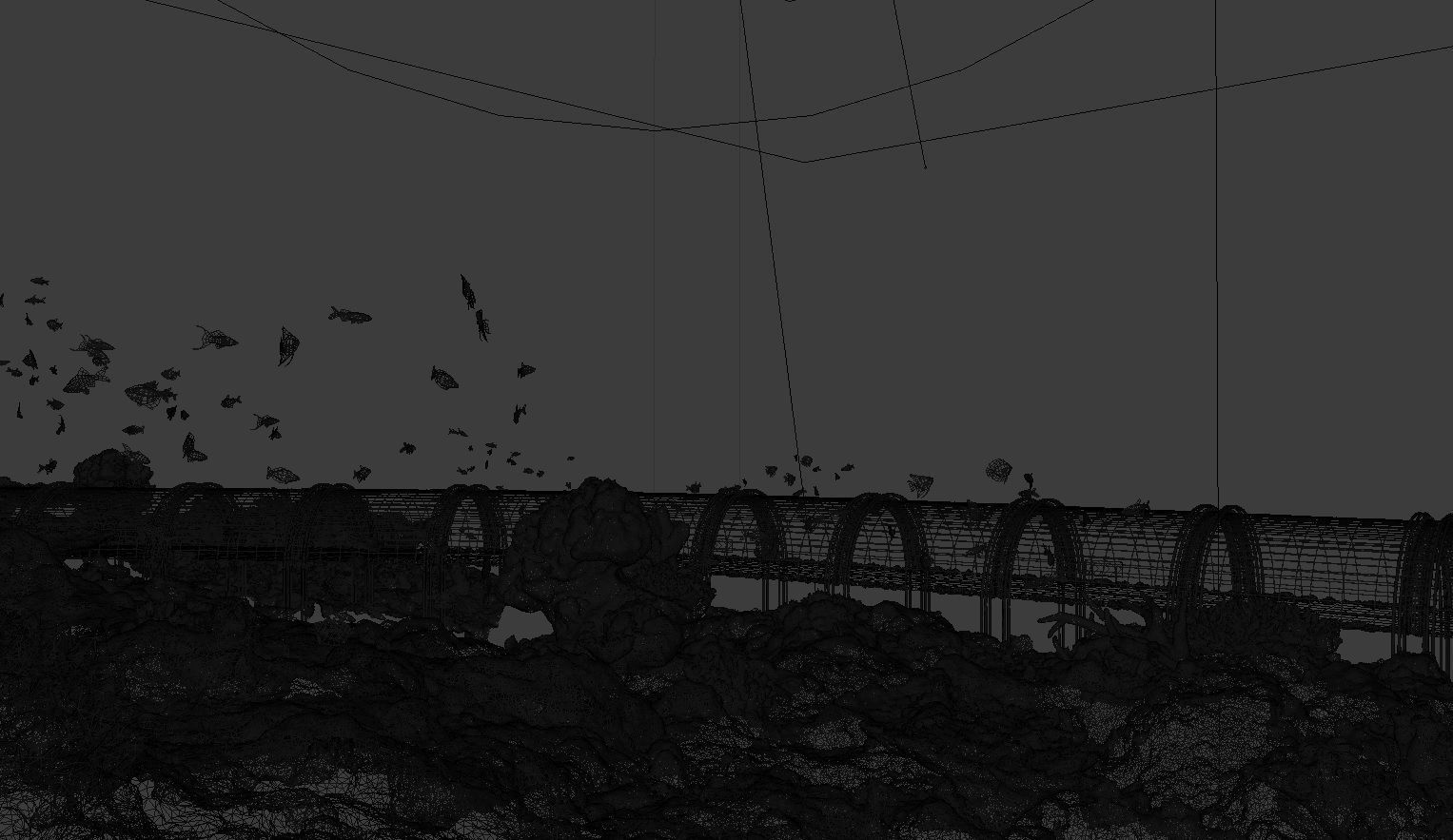 Underwater Tunnel Road with Views Low-poly 3D model_3