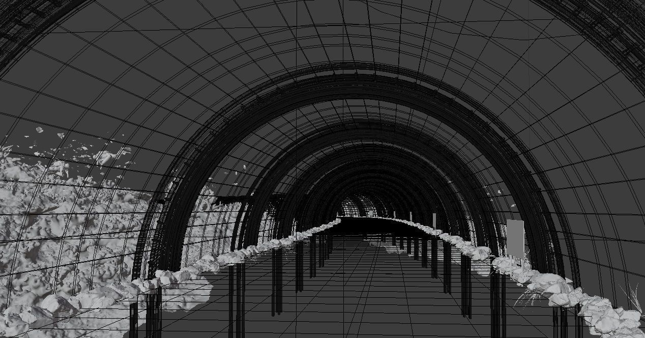 Underwater Tunnel Road with Views Low-poly 3D model_1