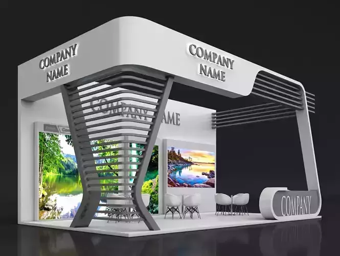 Booth Exhibition Stand Stall 5X9m Height 450 cm 3 Side Open 3D model