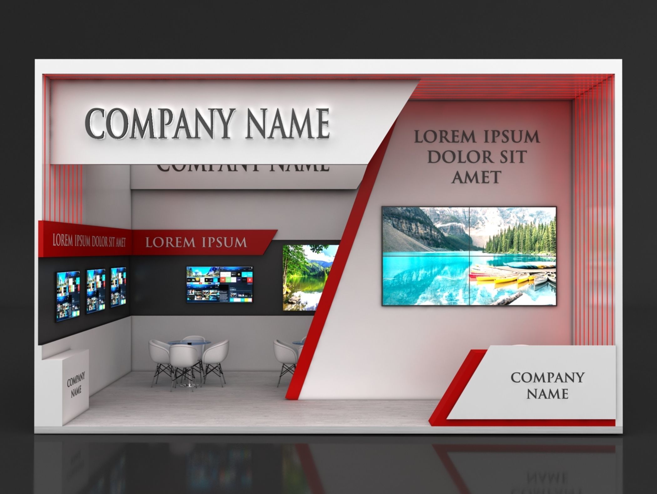 Booth Exhibition Stand Stall 5X8m Height 500 cm 1 Side Open 3D model_2