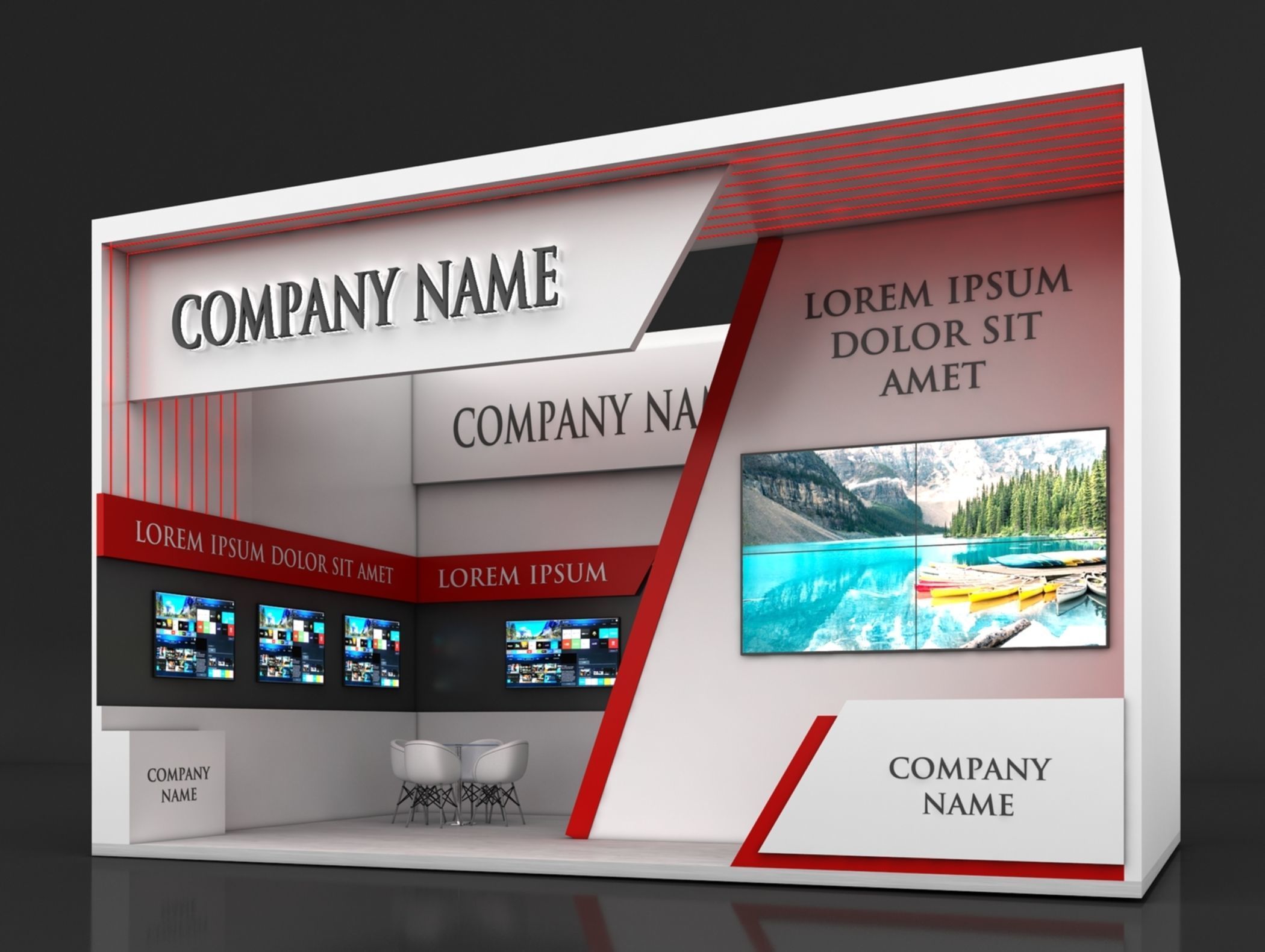 Booth Exhibition Stand Stall 5X8m Height 500 cm 1 Side Open 3D model_1