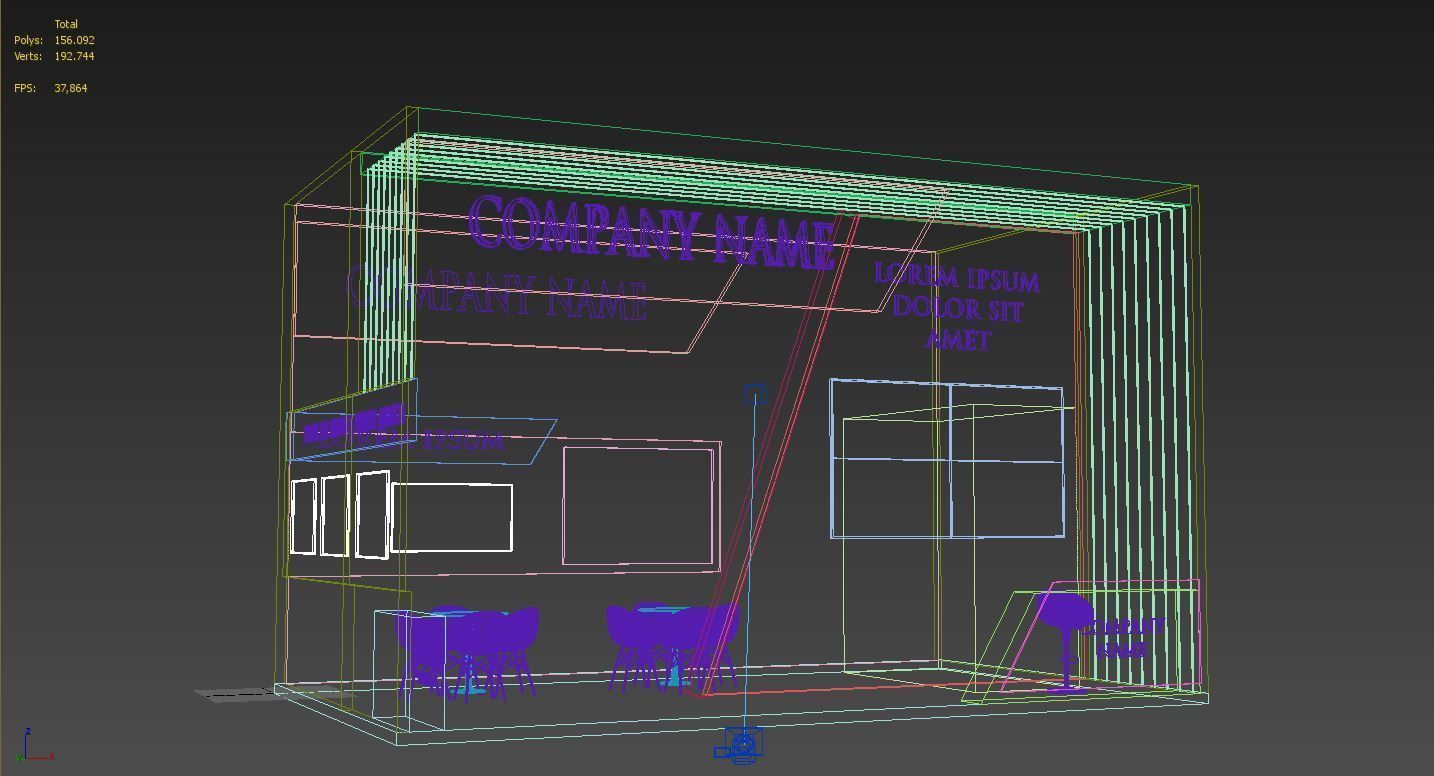 Booth Exhibition Stand Stall 5X8m Height 500 cm 1 Side Open 3D model_6