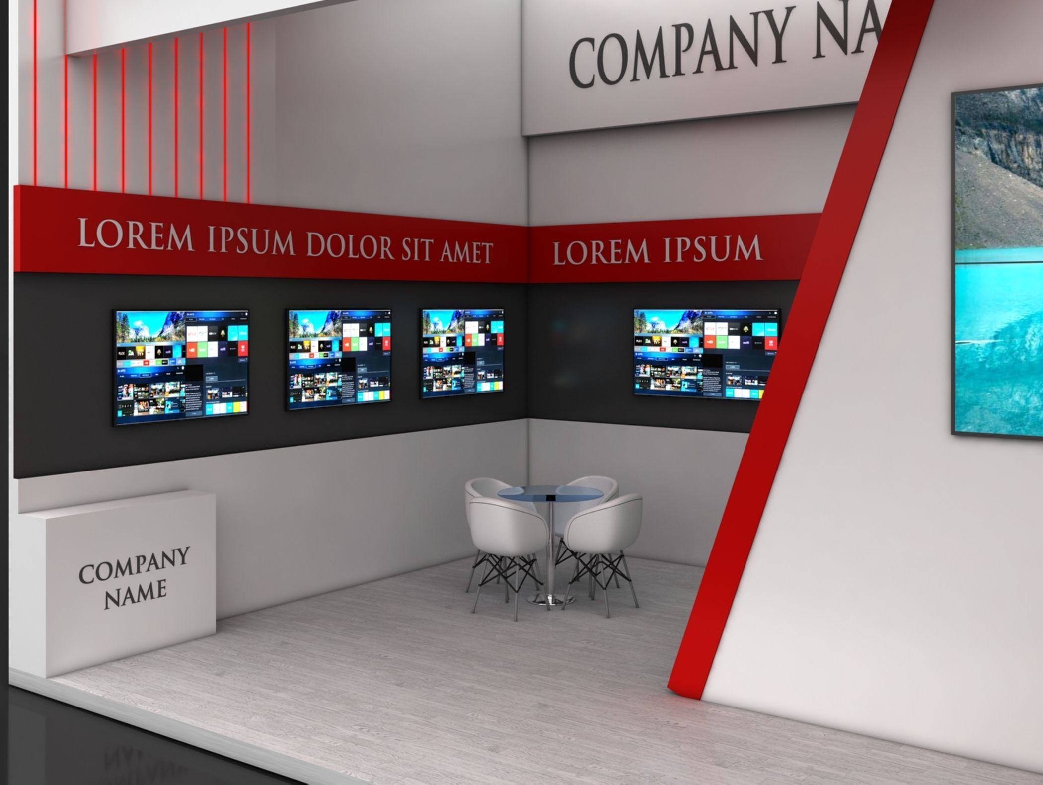 Booth Exhibition Stand Stall 5X8m Height 500 cm 1 Side Open 3D model_4