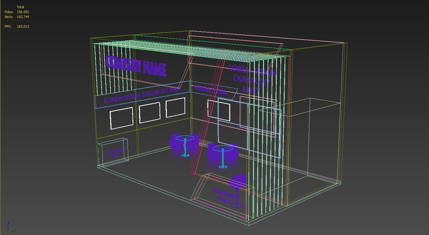 Booth Exhibition Stand Stall 5X8m Height 500 cm 1 Side Open 3D model_5