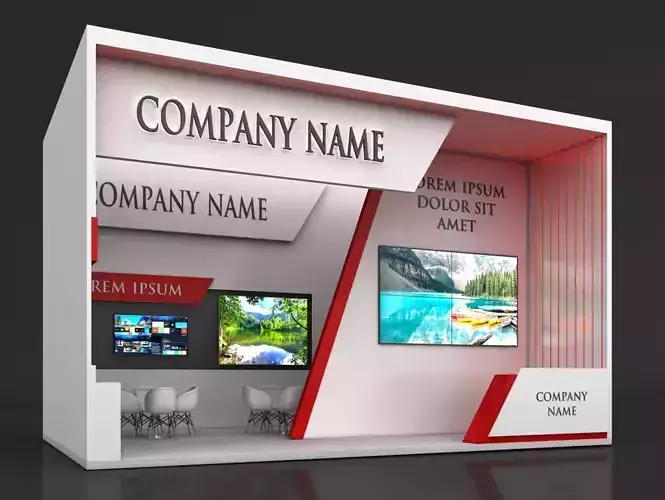 Booth Exhibition Stand Stall 5X8m Height 500 cm 1 Side Open 3D model