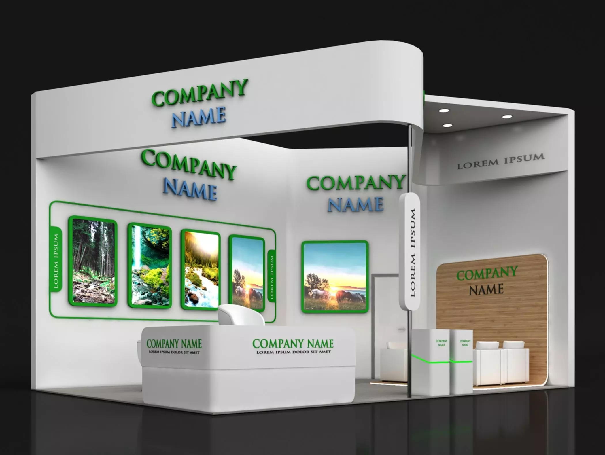 Booth Exhibition Stand Stall 5X7m Height 450 cm 2 Side Open 3D model_0