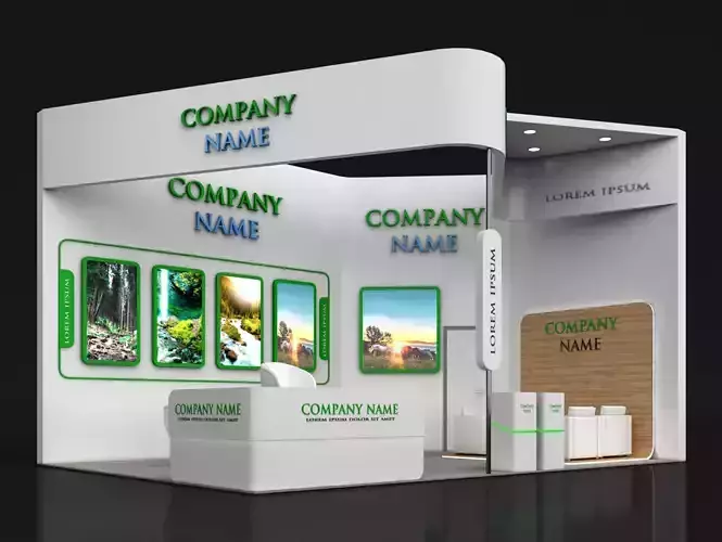 Booth Exhibition Stand Stall 5X7m Height 450 cm 2 Side Open 3D model