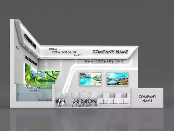 Booth Exhibition Stand Stall 5X7m Height 400 cm 2 Side Open 3D model
