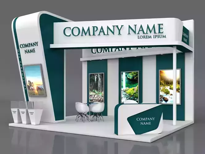 Booth Exhibition Stand Stall 5X6m Height 450 cm 3 Side Open 3D model