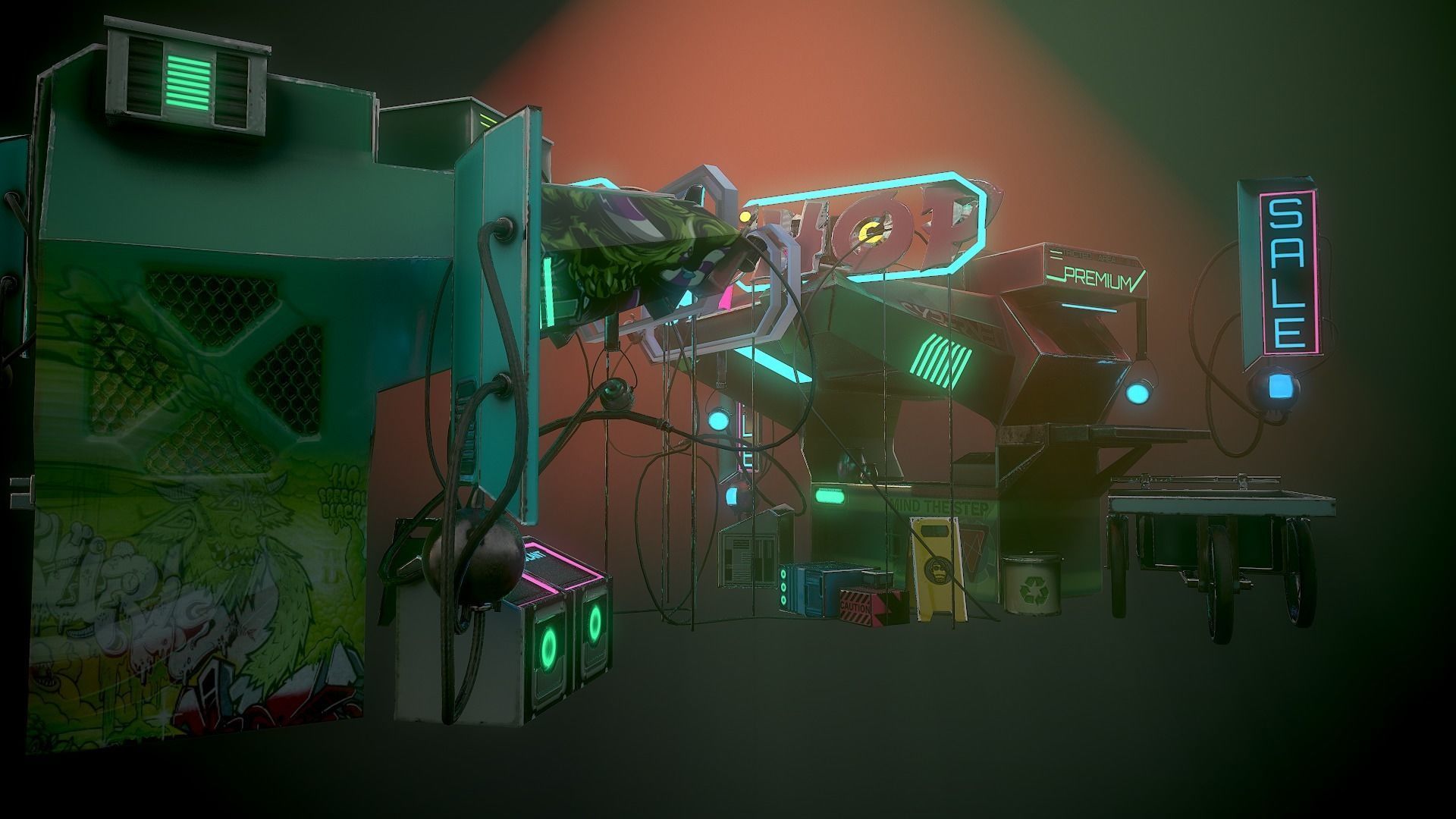 Sci-fi Shop Low-poly 3D model_11