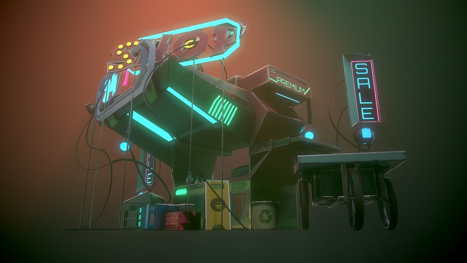 Sci-fi Shop Low-poly 3D model_18