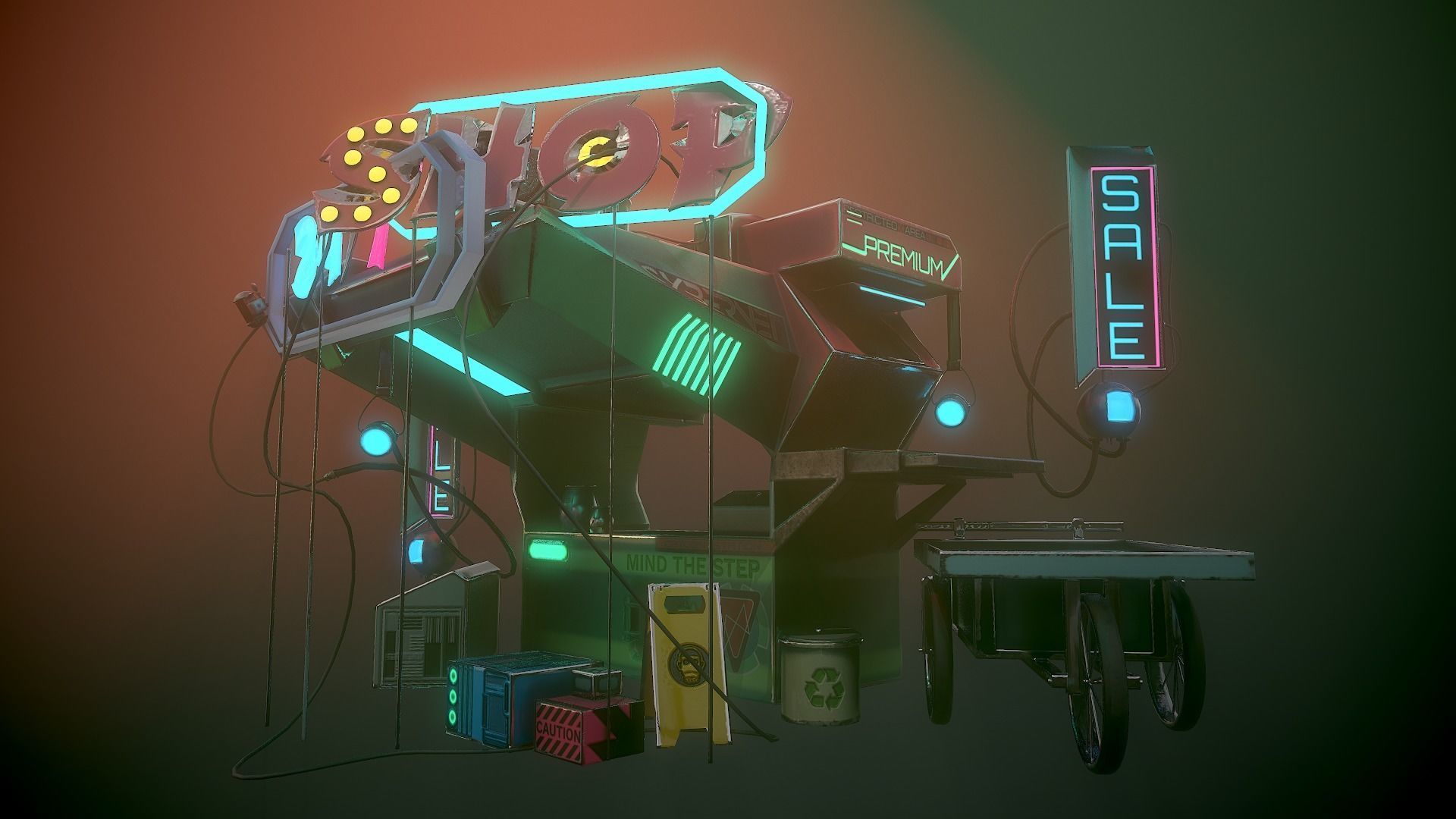 Sci-fi Shop Low-poly 3D model_13