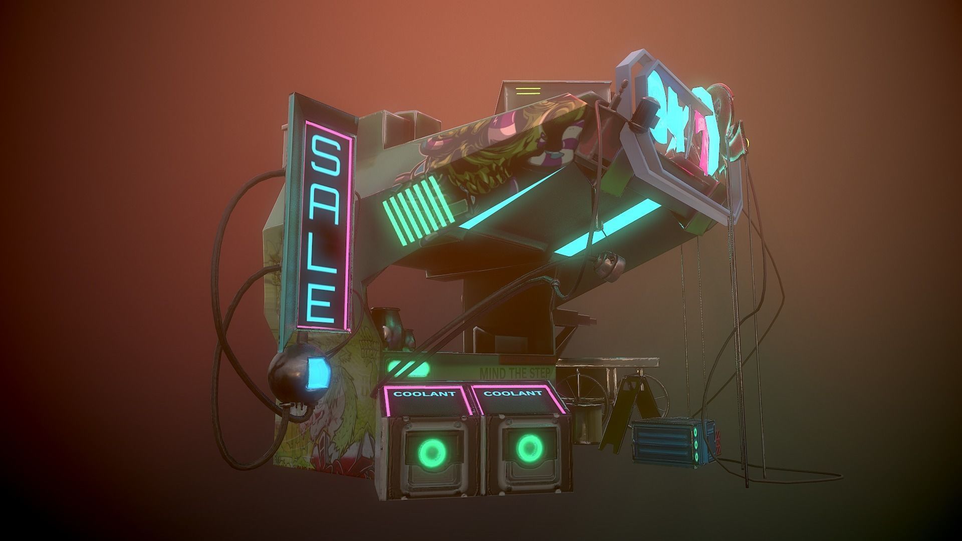 Sci-fi Shop Low-poly 3D model_2