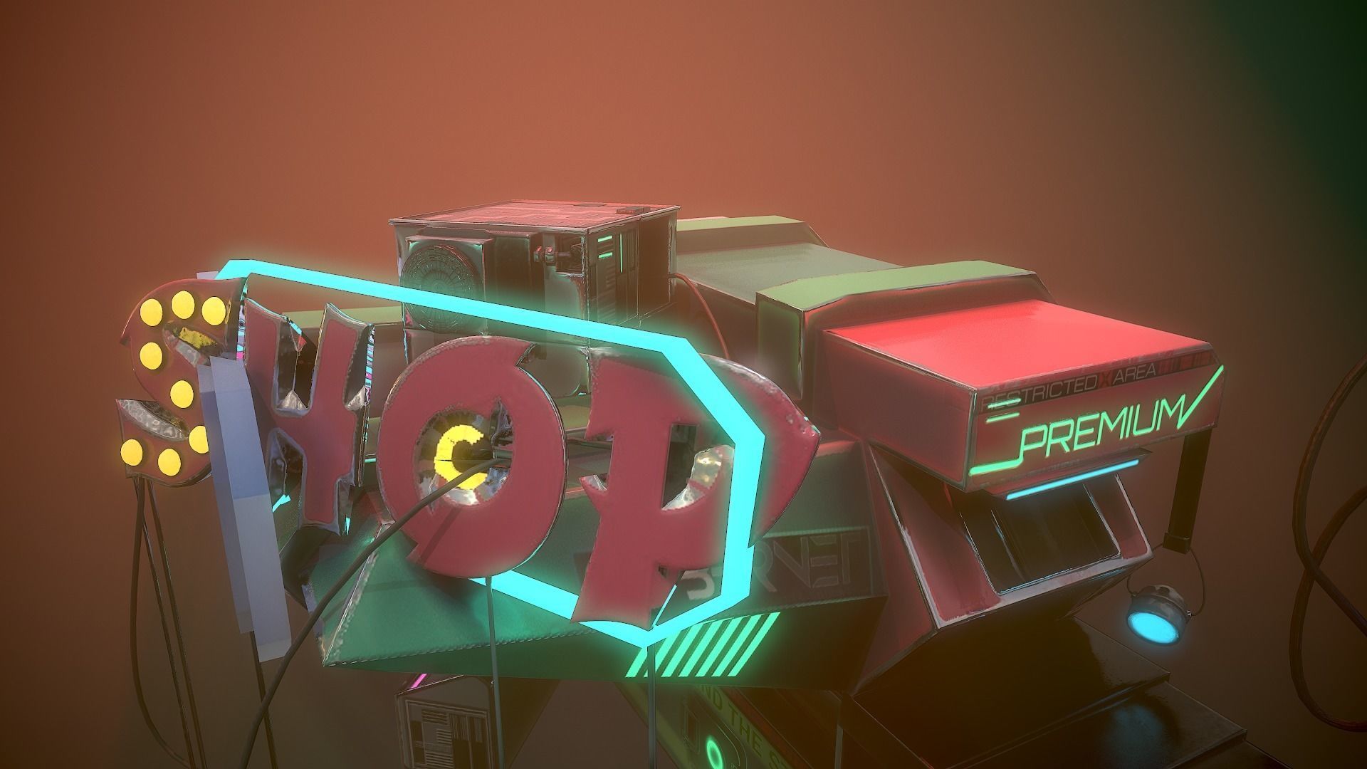 Sci-fi Shop Low-poly 3D model_8