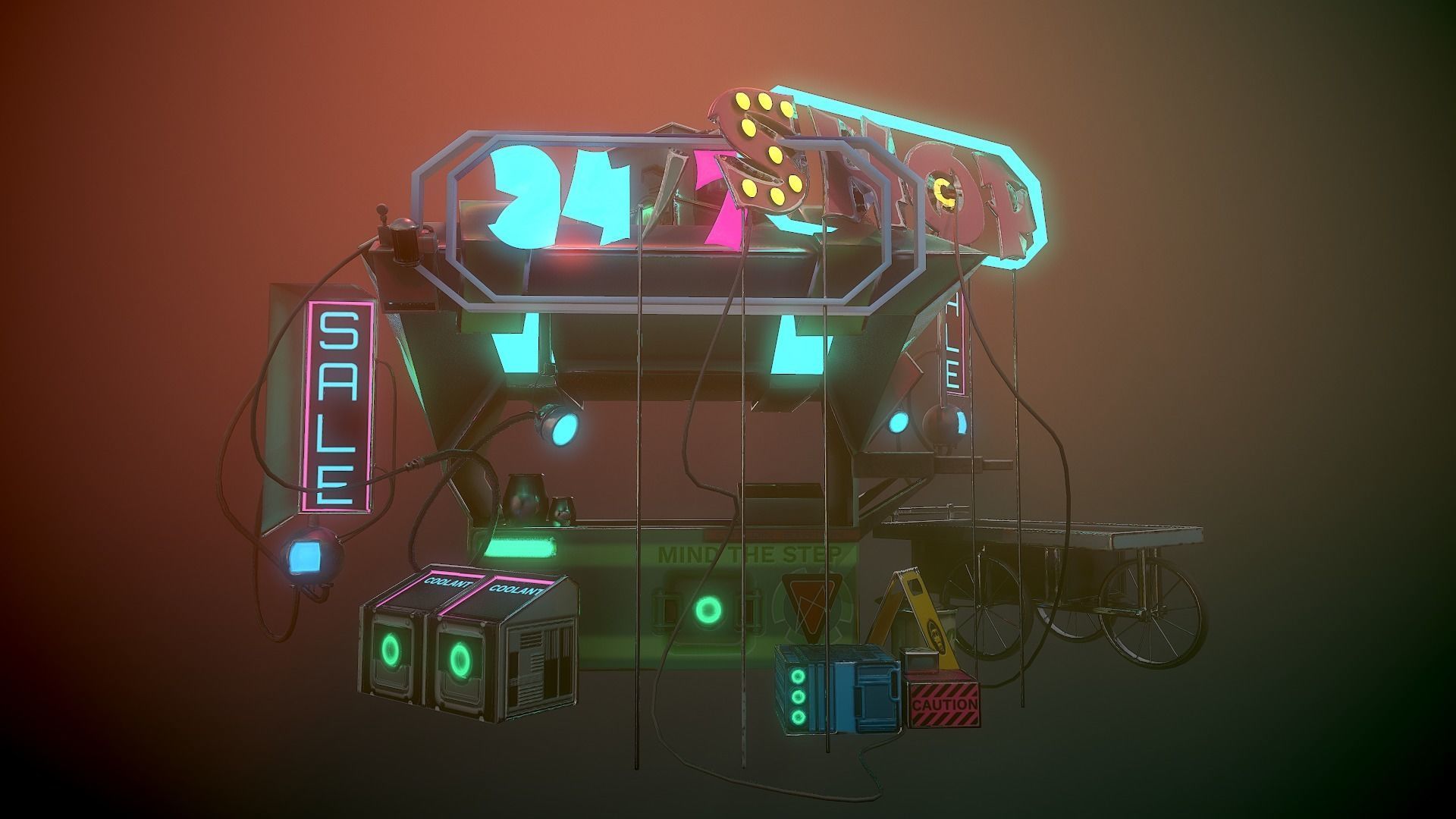 Sci-fi Shop Low-poly 3D model_17