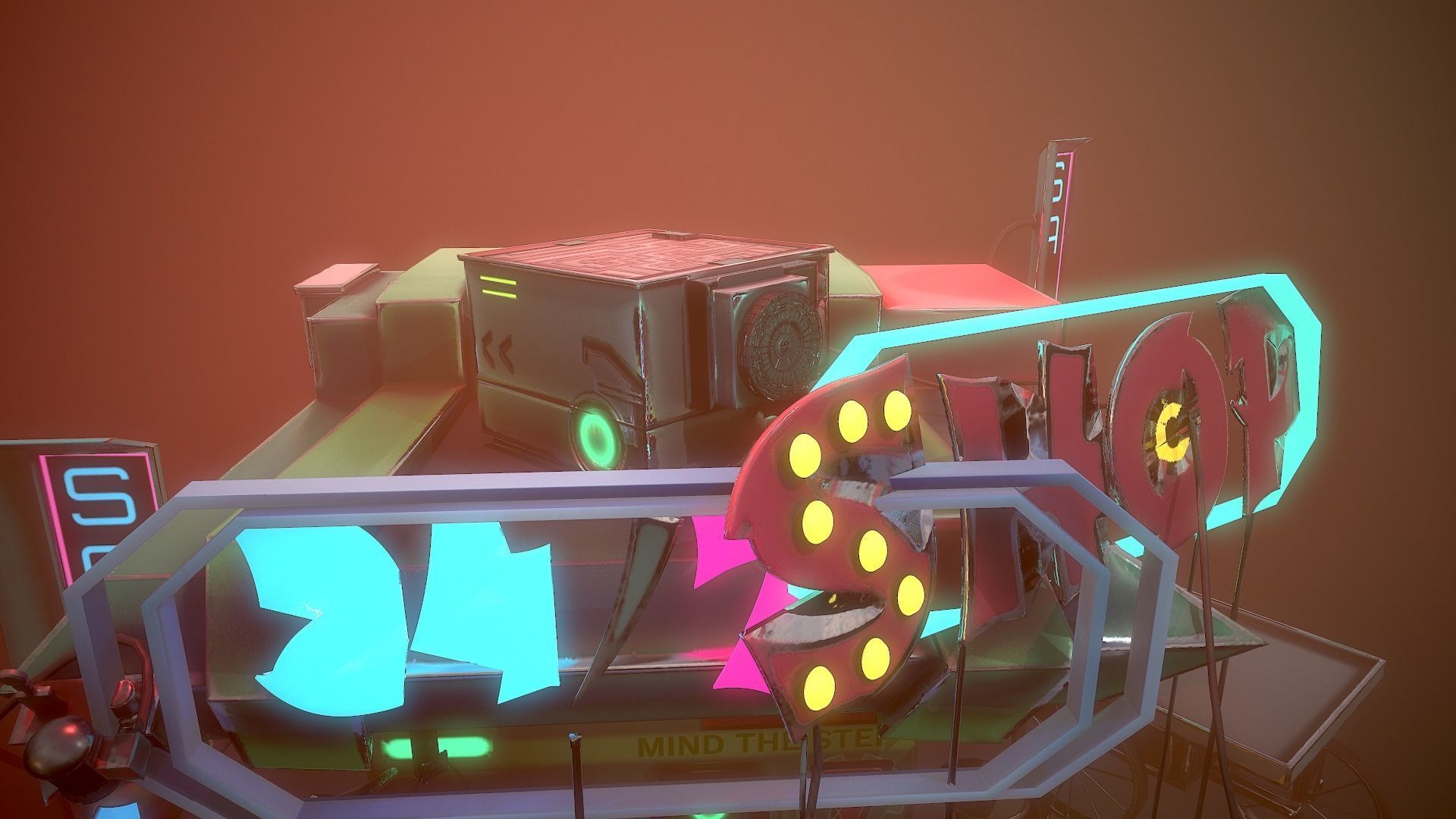 Sci-fi Shop Low-poly 3D model_10