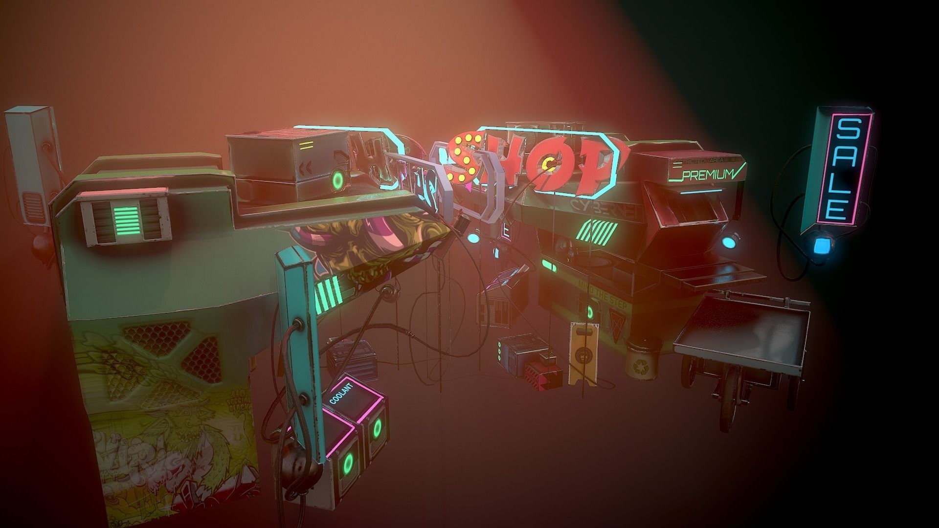 Sci-fi Shop Low-poly 3D model_16