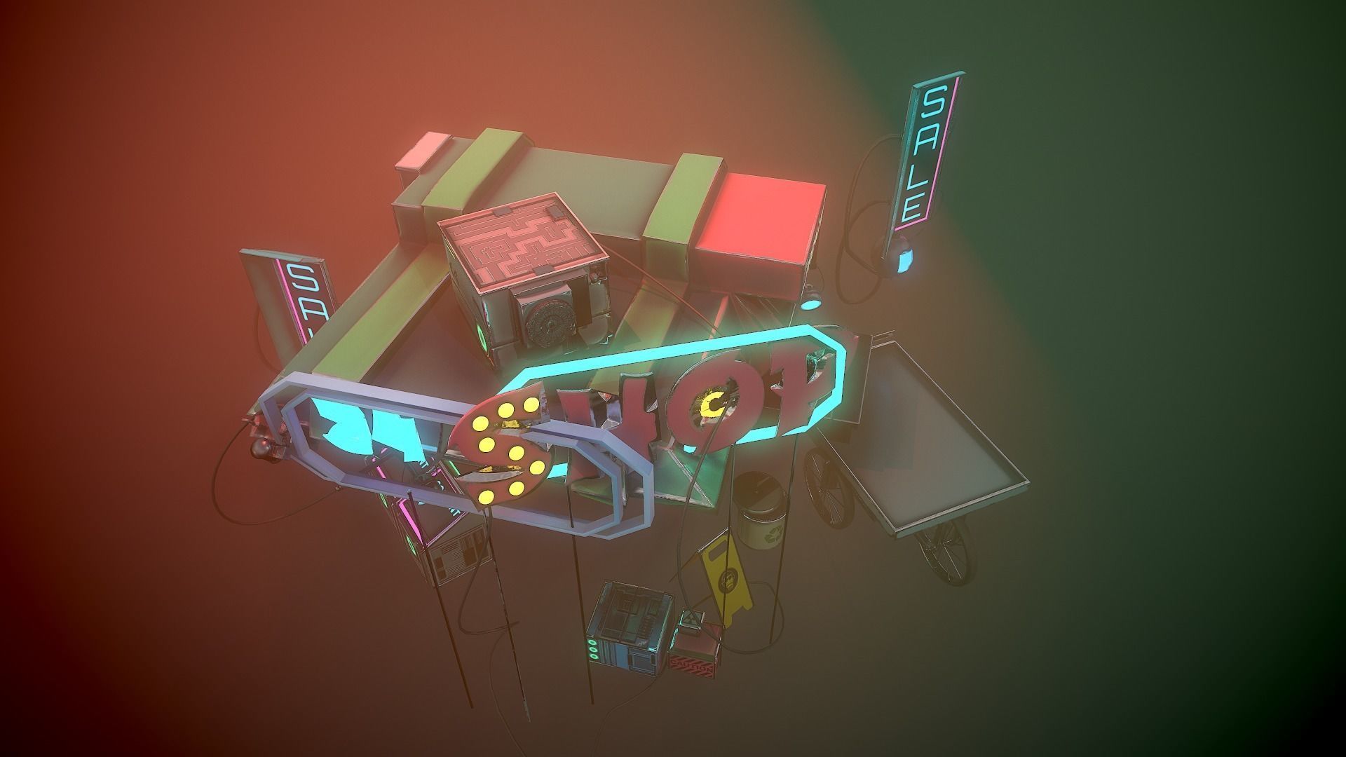 Sci-fi Shop Low-poly 3D model_21