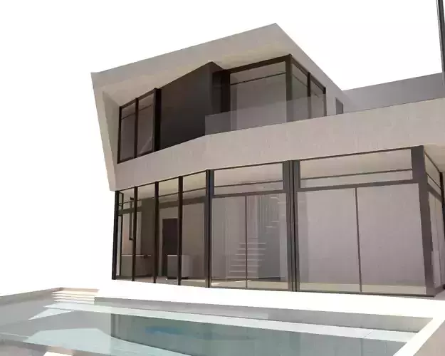 Modern House with pool 3D model