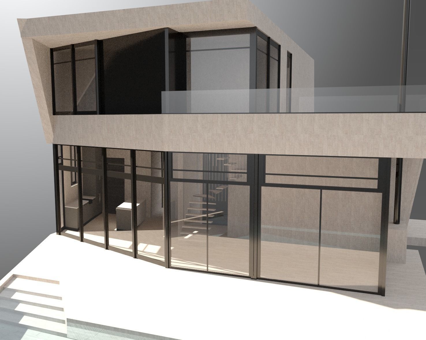 Modern House with pool 3D model_1
