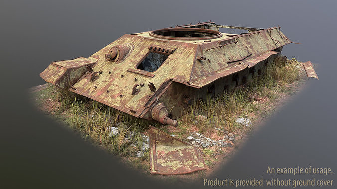 Tank T-34 Hull Rusted Low-poly 3D model