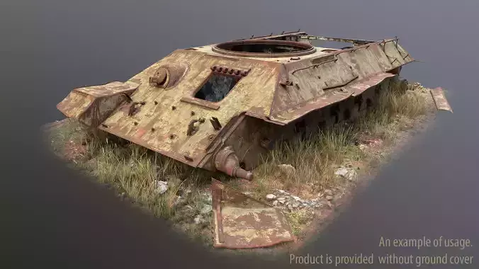 Tank T-34 Hull Rusted Low-poly 3D model
