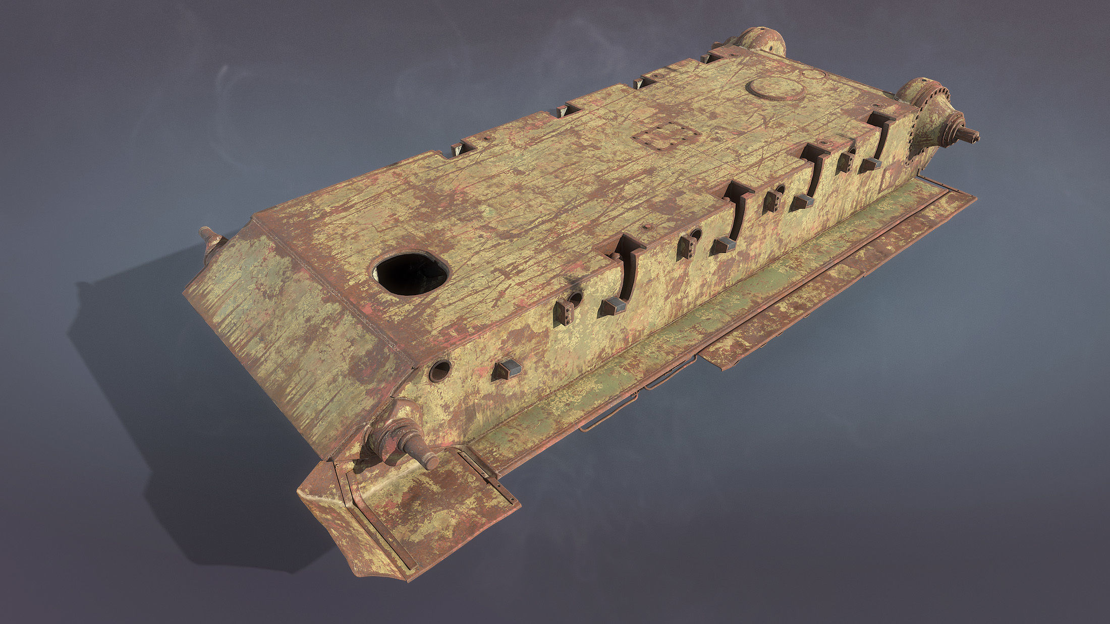 Tank T-34 Hull Rusted Low-poly 3D model_12