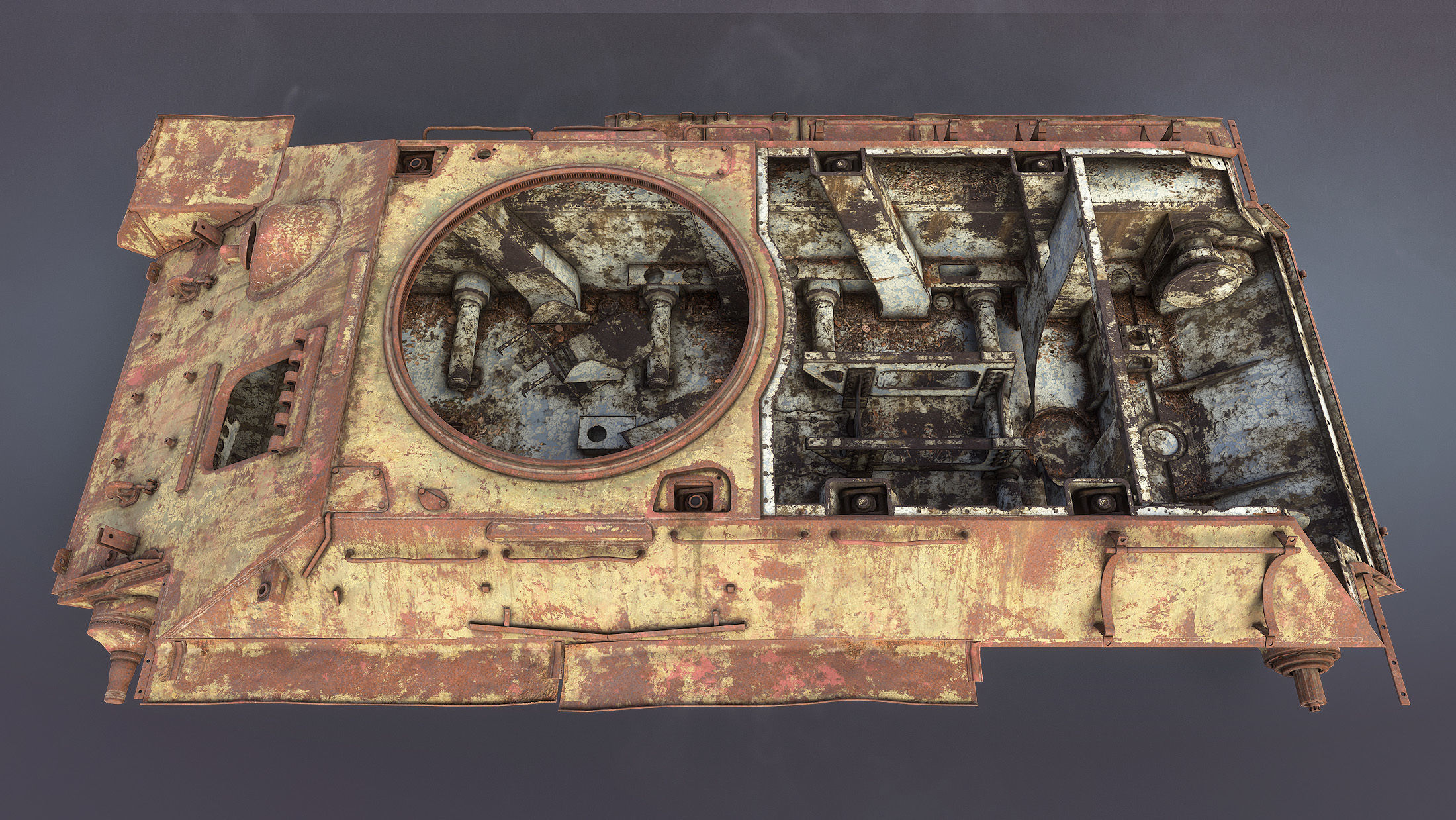 Tank T-34 Hull Rusted Low-poly 3D model_17