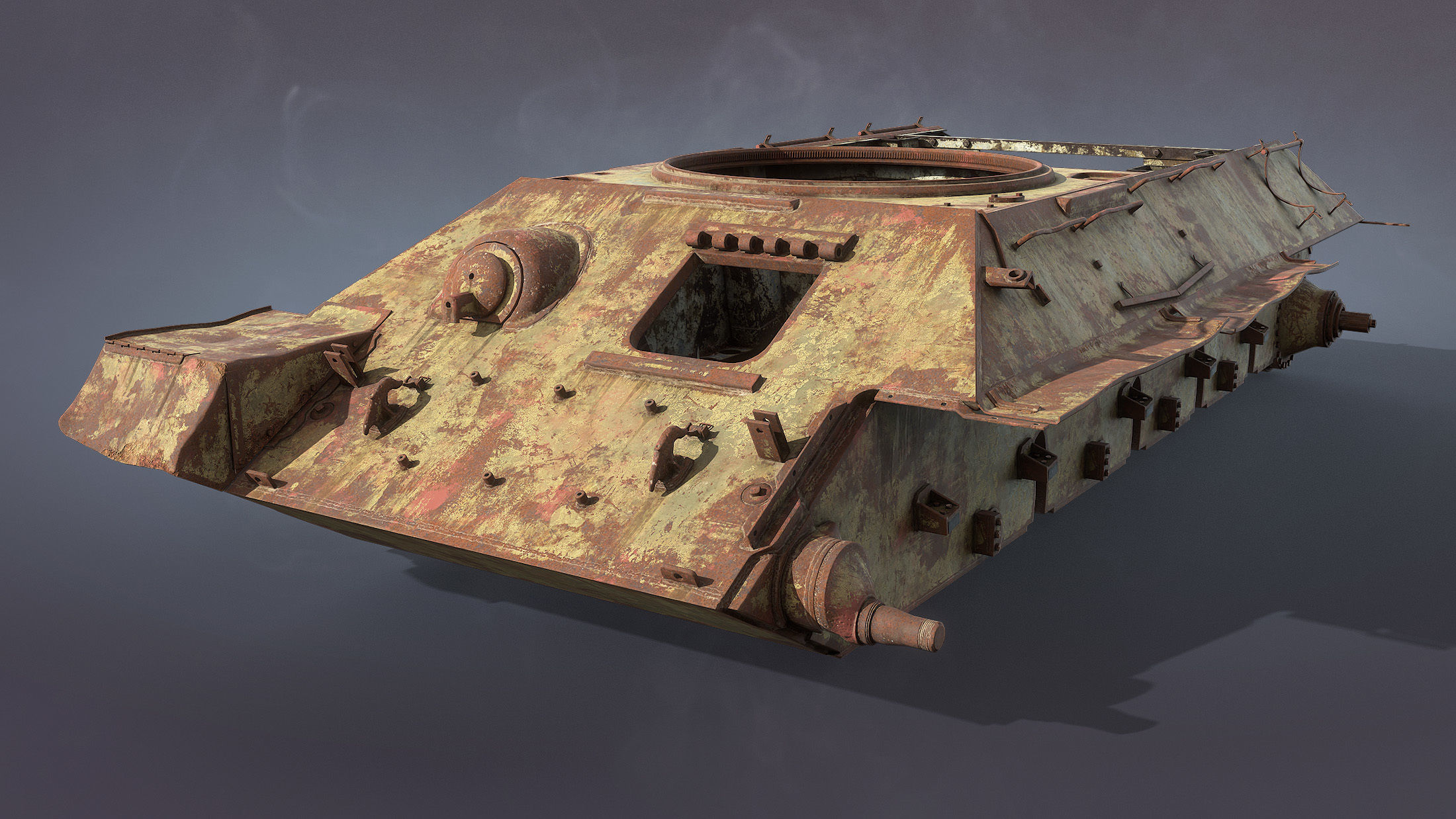 Tank T-34 Hull Rusted Low-poly 3D model_6