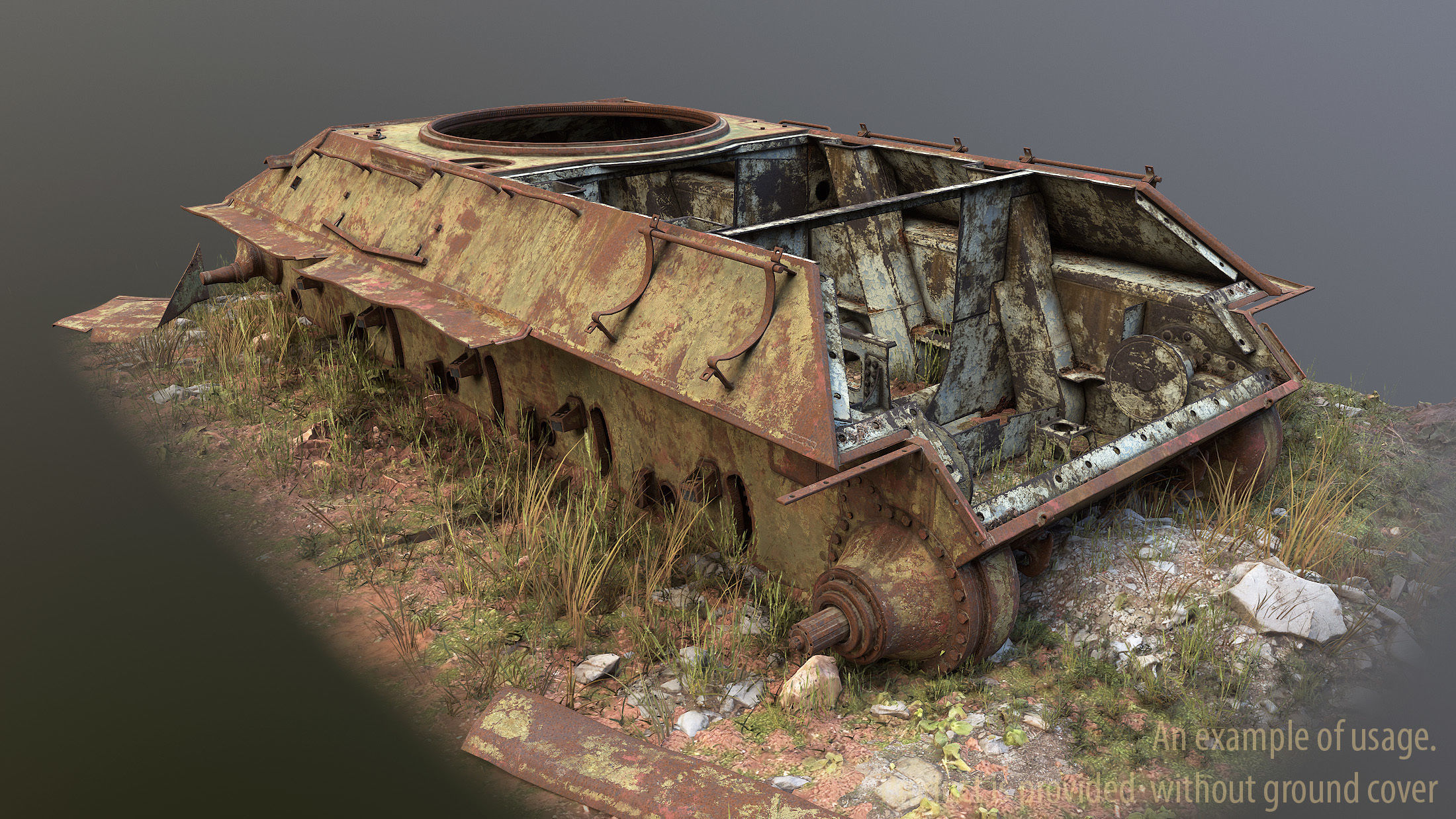 Tank T-34 Hull Rusted Low-poly 3D model_3