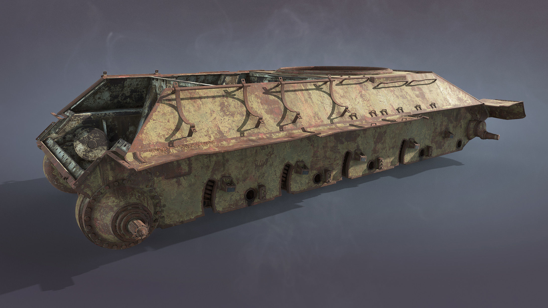 Tank T-34 Hull Rusted Low-poly 3D model_10