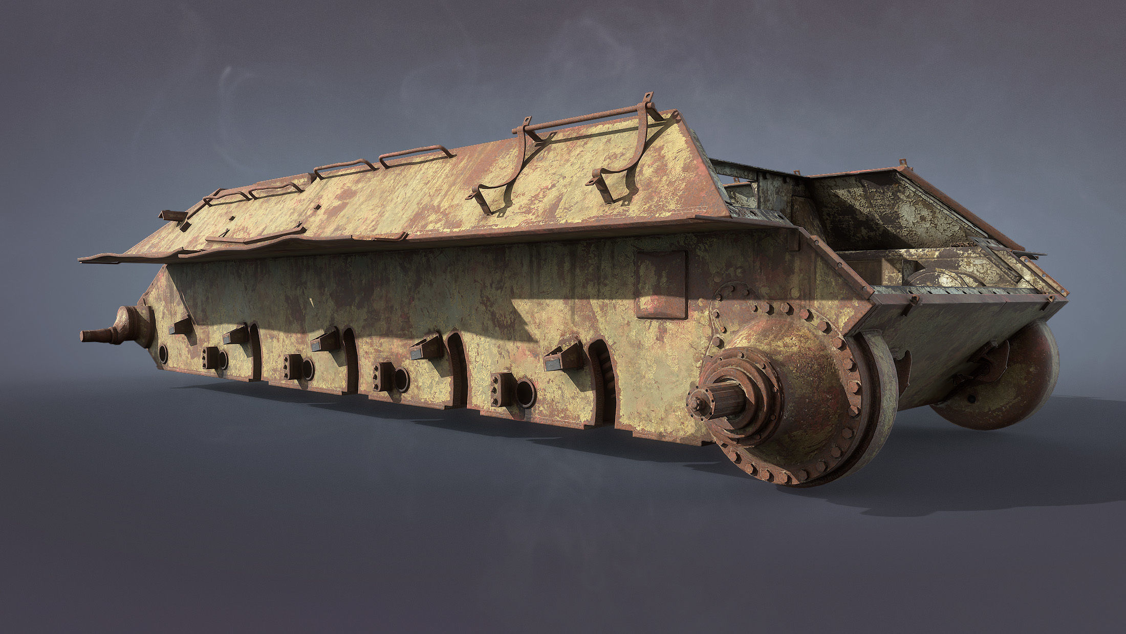 Tank T-34 Hull Rusted Low-poly 3D model_8