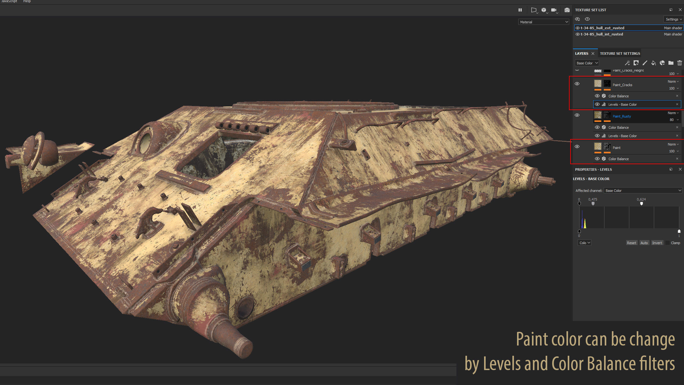 Tank T-34 Hull Rusted Low-poly 3D model_27