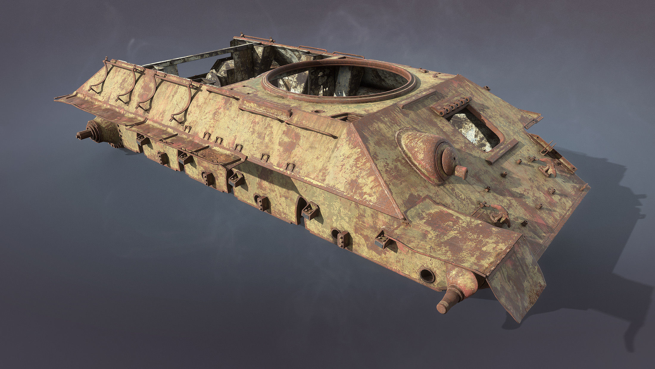 Tank T-34 Hull Rusted Low-poly 3D model_13