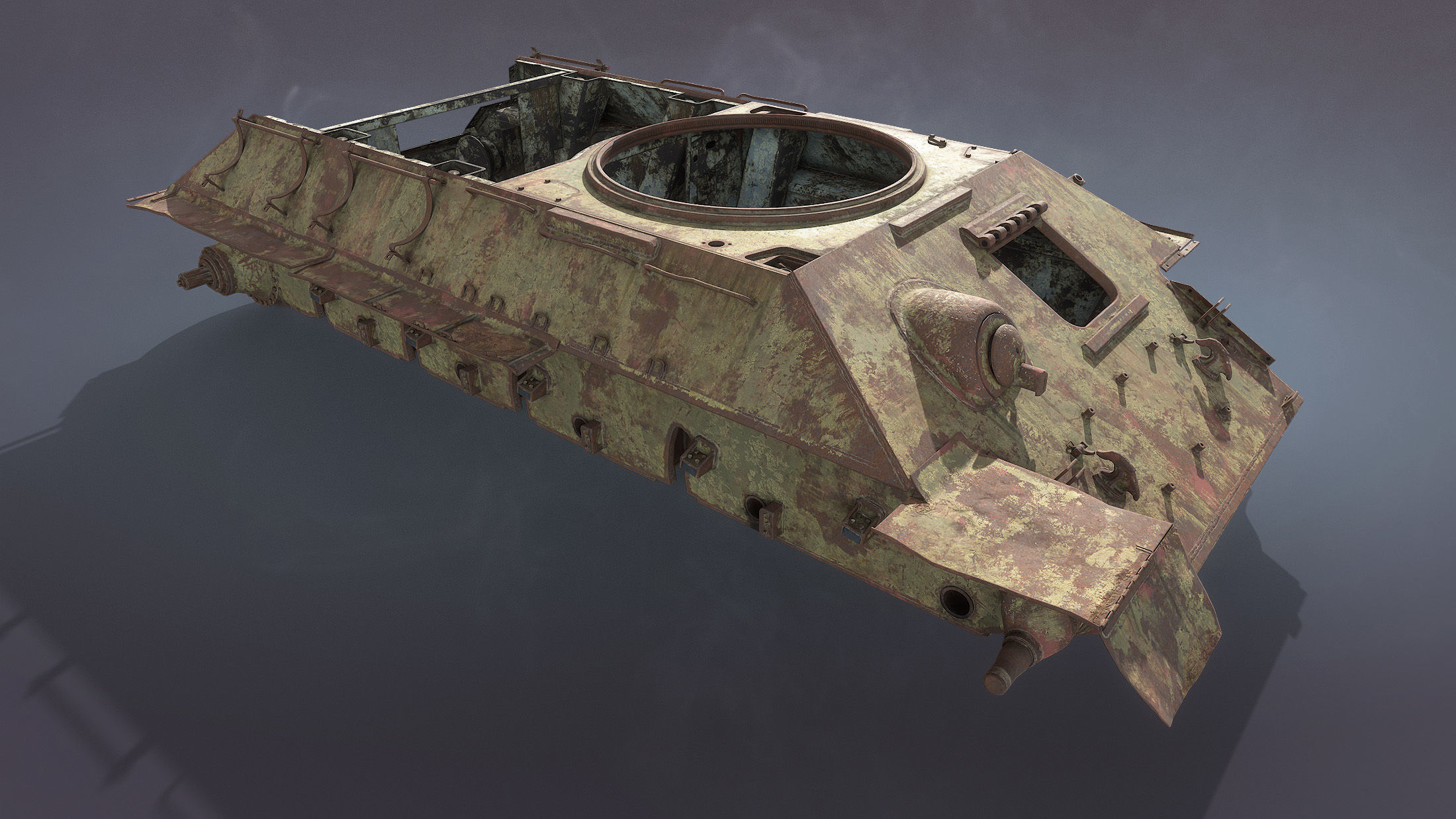 Tank T-34 Hull Rusted Low-poly 3D model_11