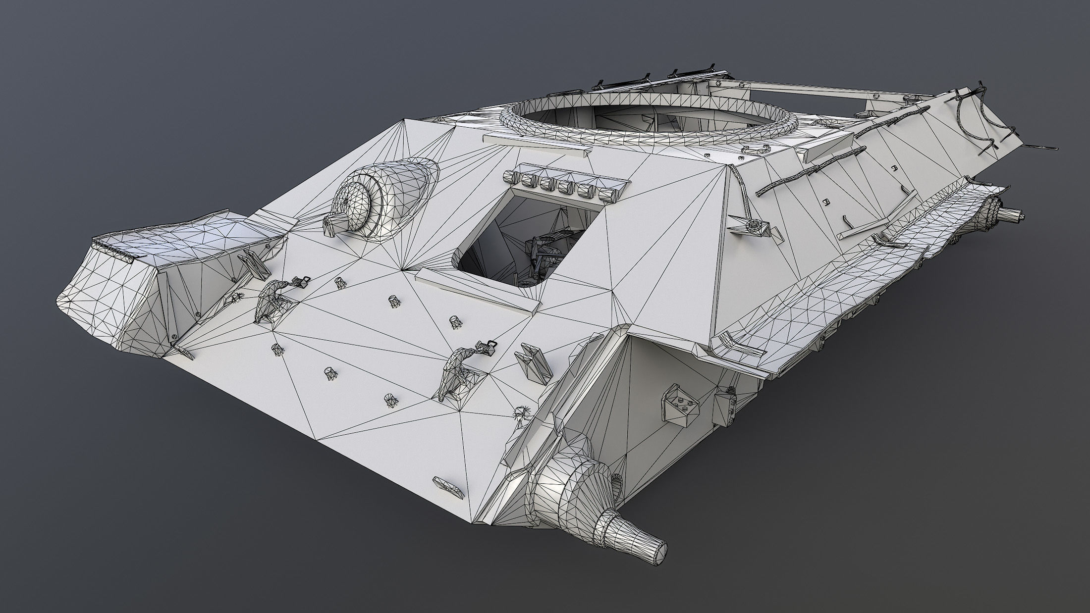 Tank T-34 Hull Rusted Low-poly 3D model_19