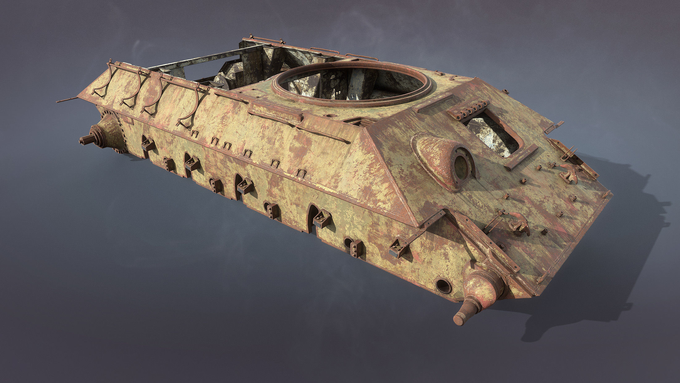Tank T-34 Hull Rusted Low-poly 3D model_14
