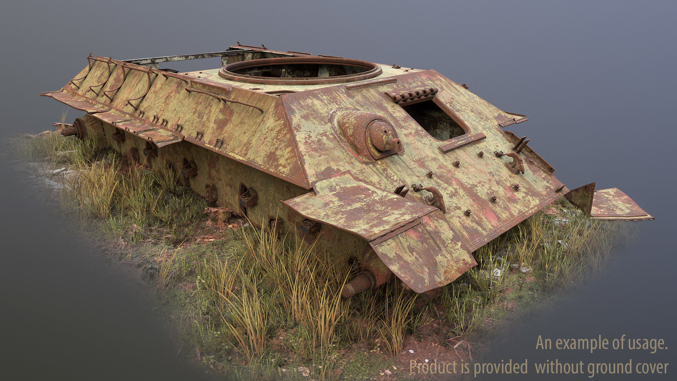 Tank T-34 Hull Rusted Low-poly 3D model_5
