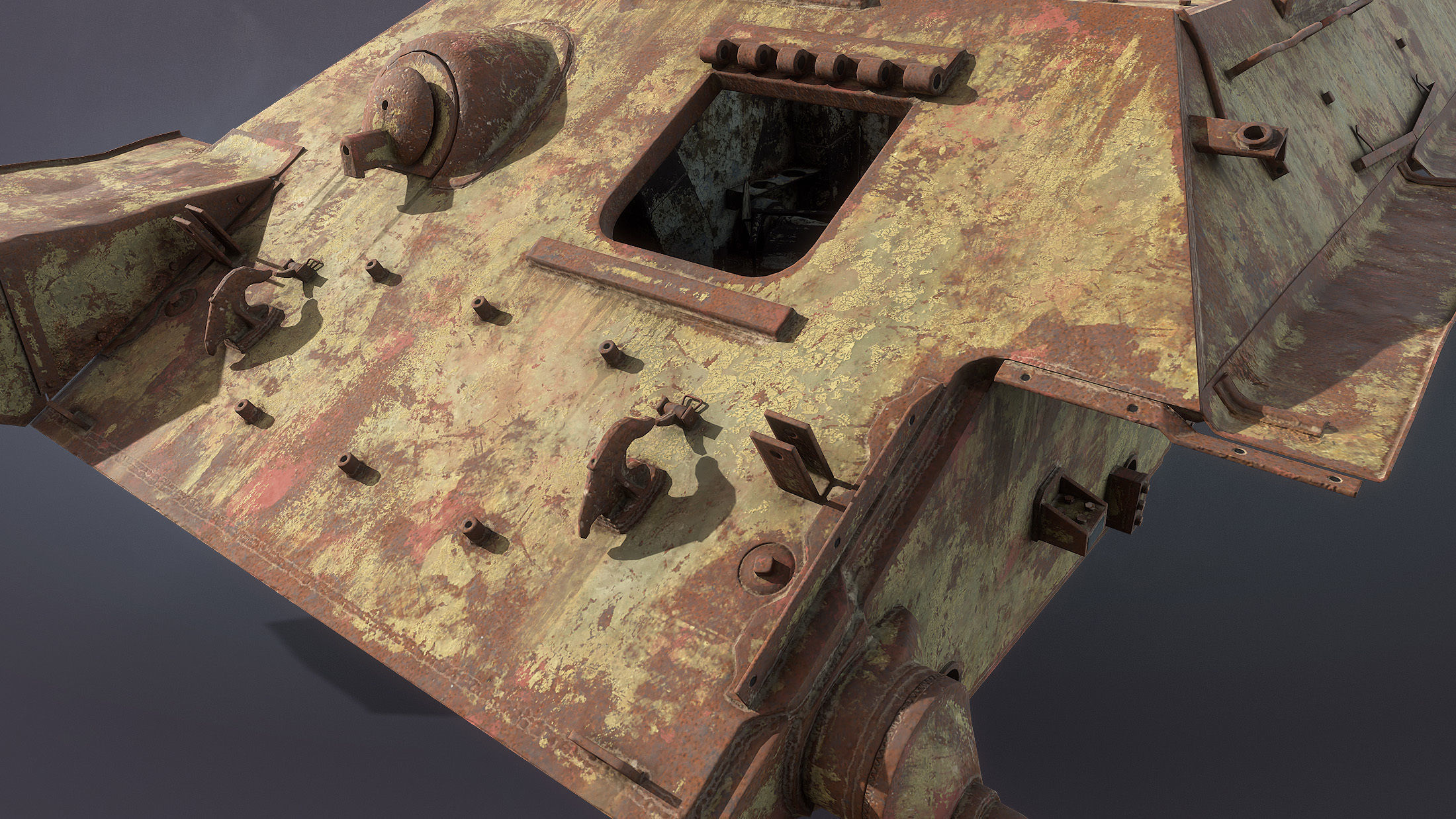 Tank T-34 Hull Rusted Low-poly 3D model_15