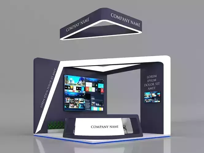 Booth Exhibition Stand Stall 5X5m Height 400 cm 3 Side Open 3D model